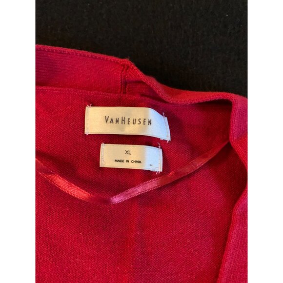 Van Heusen Womens Red Open Front Cardigan Sweater Size XLarge Cotton/Nylon Blend - Picture 4 of 11